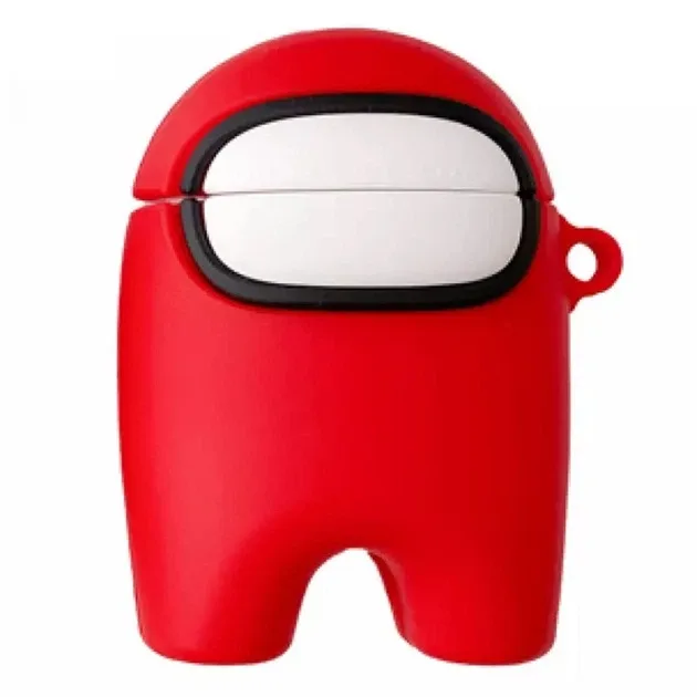 Силіконовий 3D-чохол AIR Among Us для Apple AirPods 1/2, червоний, з карабіном