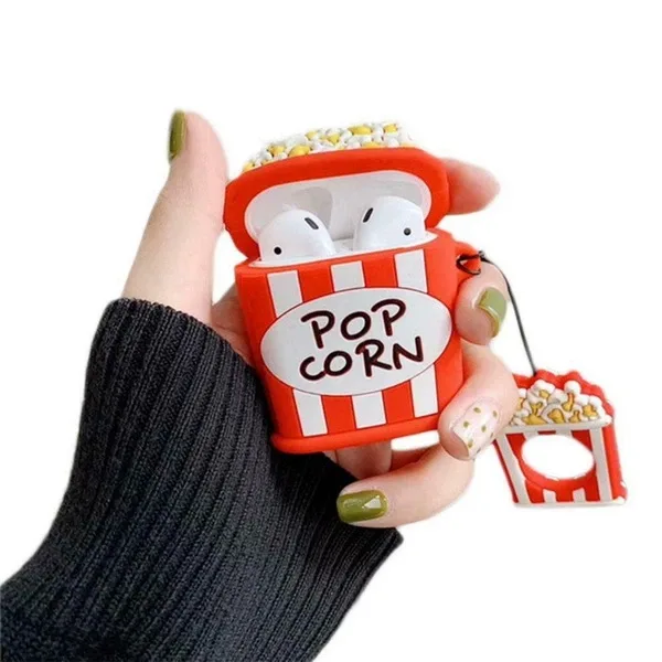Силіконовий 3D-чохол AIR Popcorn для Apple AirPods 1/2 із тримачем-кільцем