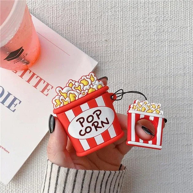 Силіконовий 3D-чохол AIR Popcorn для Apple AirPods 1/2 із тримачем-кільцем