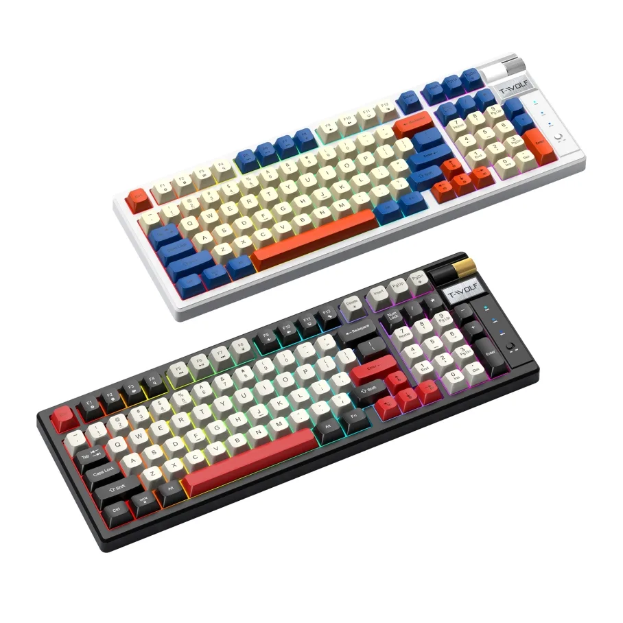 Клавіатура TWolf T70 LED Red Switch (TypeC+2.4ghz+BT) Білий синій