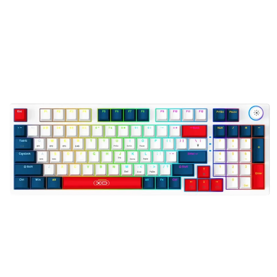 Клавіатура XO KB-08 Wireless Tri-mode 96-key Mechanical Білий+синій+червоний
