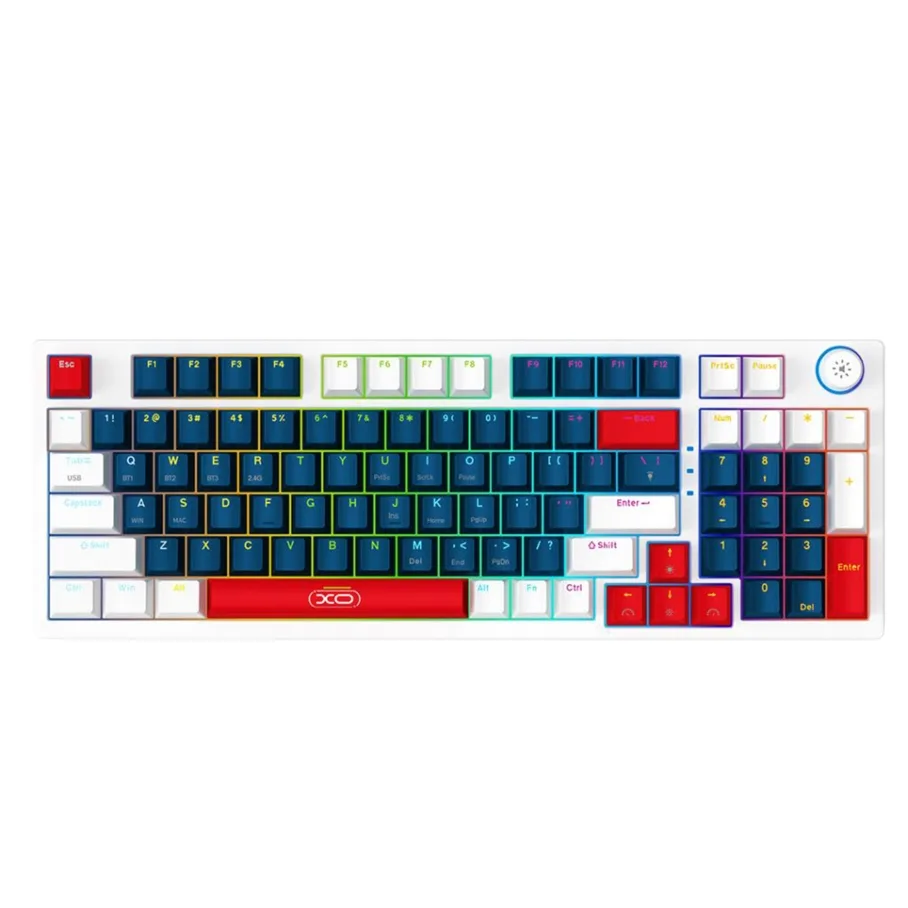 Клавіатура XO KB-08 Wireless Tri-mode 96-key Mechanical Синій+білий+червоний