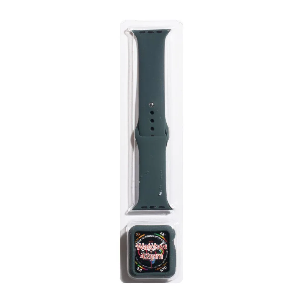 Ремінець для Apple Watch Band Silicone One-Piece + Protect Case 44mm Колір Dark Green