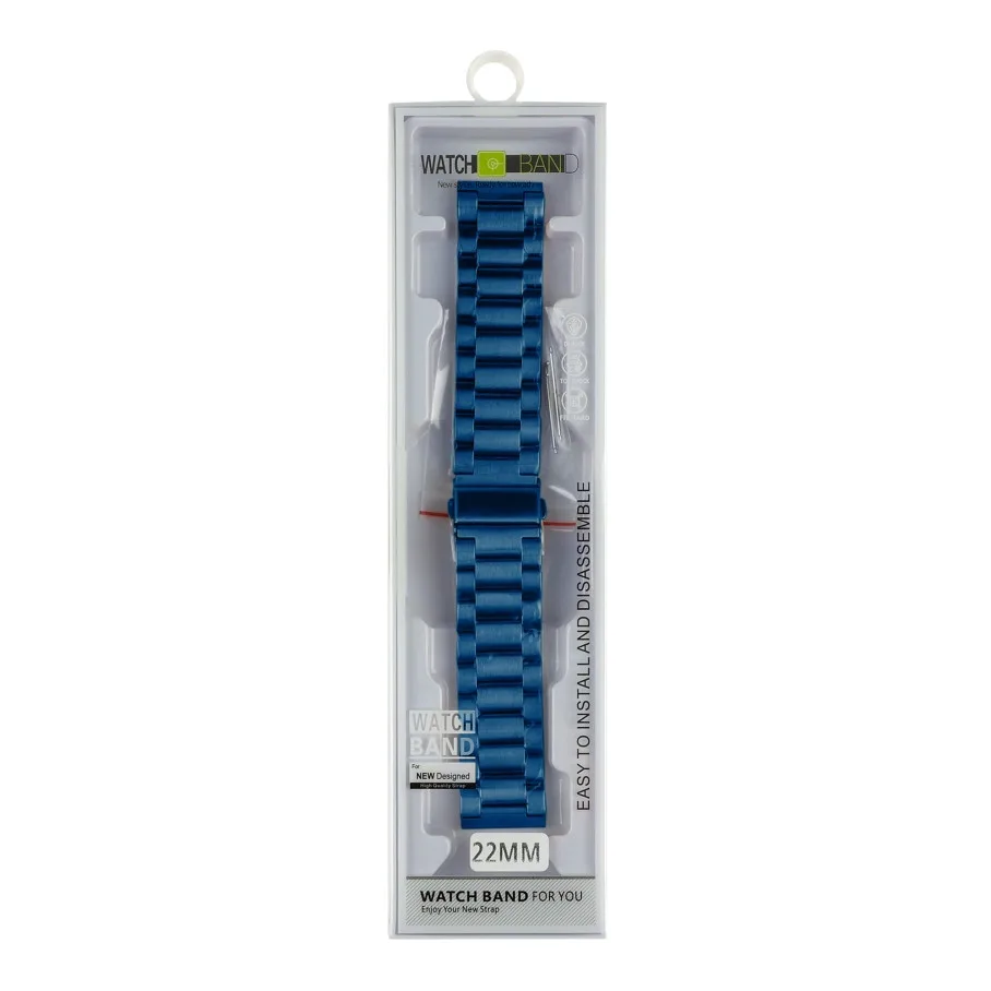 Ремінець Універс 22mm Stainless Steel для Samsung/Amazfit/Huawei Blue