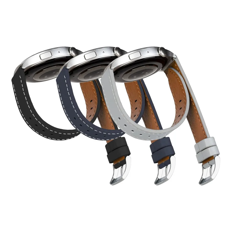 Ремінець Универс 20mm Leather strap with straight tip для Samsung/Amazfit/Huawei Light Grey