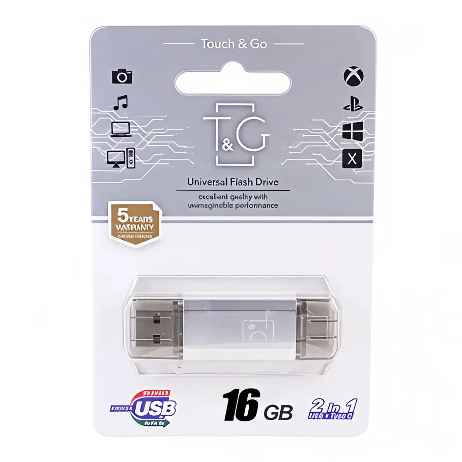 USB Flash Drive T&G 16gb USB/Type C 009 Чорний