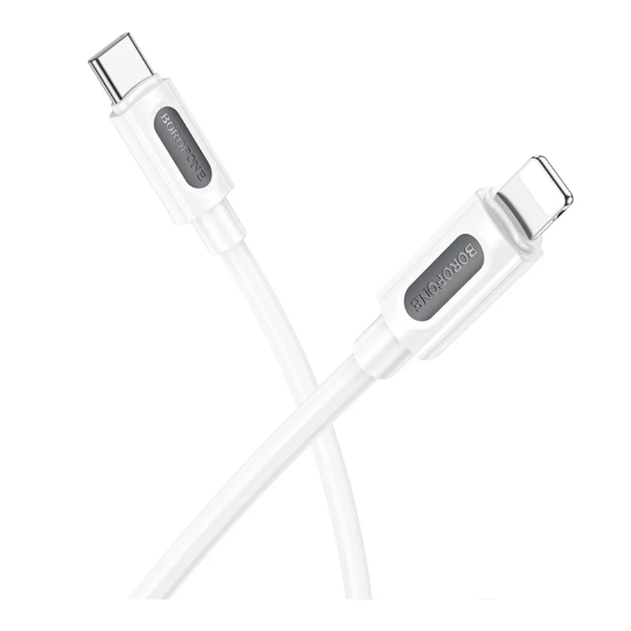 Кабель USB Borofone BX114 Silicone Type-C to Lightning PD27W Бiлий